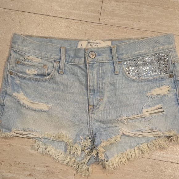 Abercrombie & Fitch Pants - Abercrombie & Fitch Distressed/Fringed Edge "Blinged Out" Jean Shorts